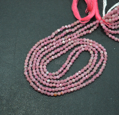 Pack Of 13 Strands Pink Tourmaline Faceted Round Shape Beads , Pink Tourmaline Faceted Beads , 12.50 Inches , 2.25 mm , 31861