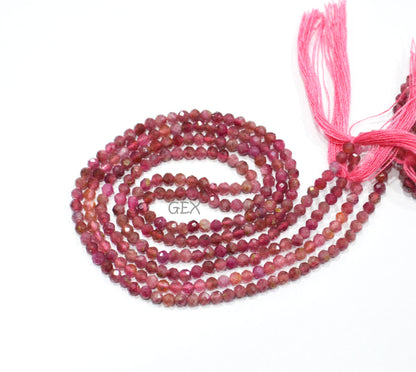 Pack Of 11 Strands Pink Tourmaline Faceted Round Shape Beads , Pink Tourmaline Faceted Beads , 12.50 Inches , 2.75 mm , 31862