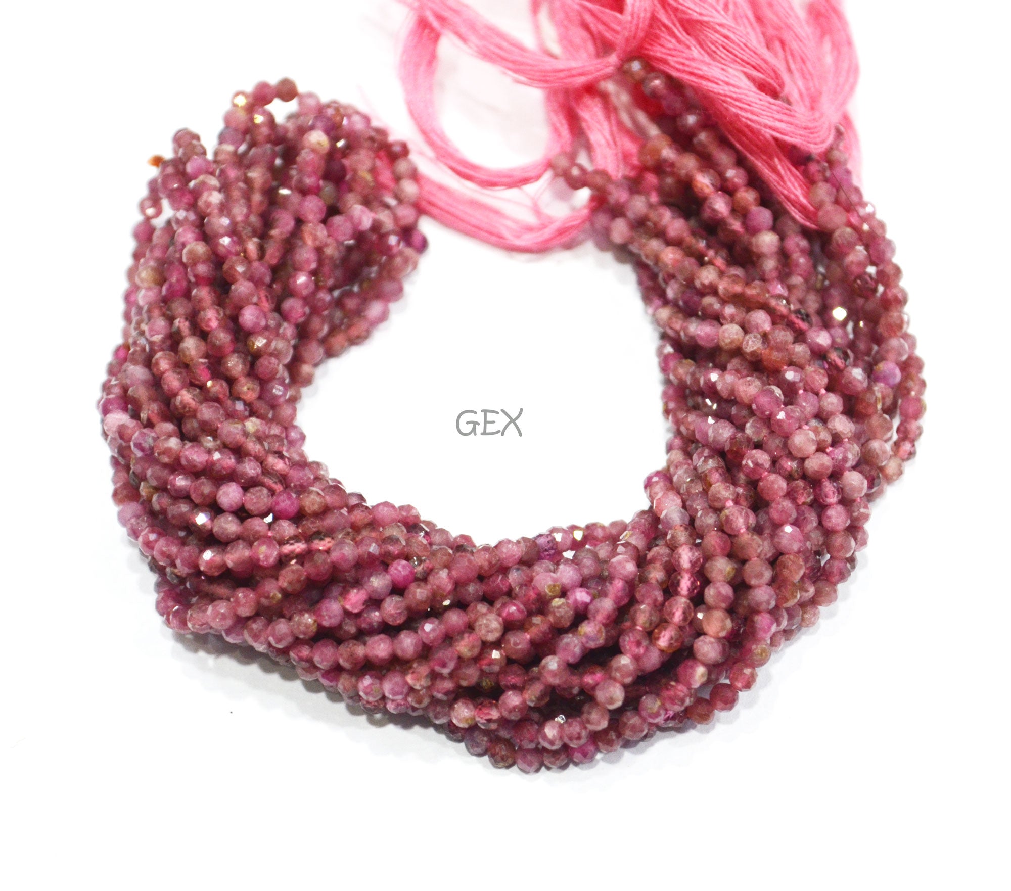 Pack Of 11 Strands Pink Tourmaline Faceted Round Shape Beads , Pink Tourmaline Faceted Beads , 12.50 Inches , 2.75 mm , 31862