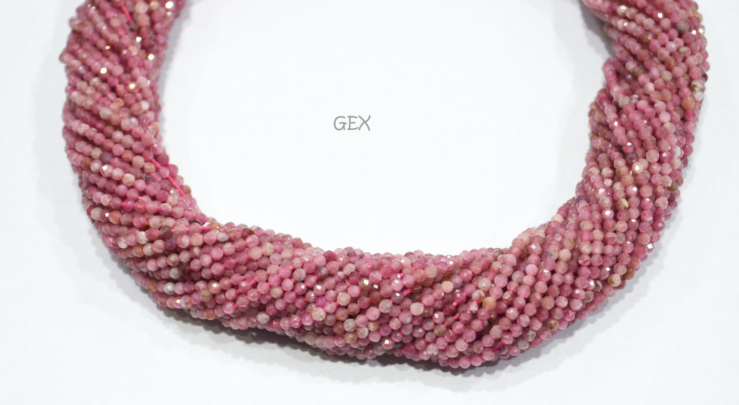 Pink Tourmaline Faceted Round Shape Beads , Pink Tourmaline Faceted Beads , Sold By Strand , 12.50 Inches , 2.25 mm , 31865