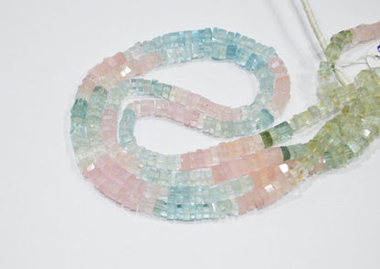 Natural Multi Aquamarine Faceted Bolts Shape Beads , Sold By Strand , 6 - 8 mm , 19 Inches , 32056