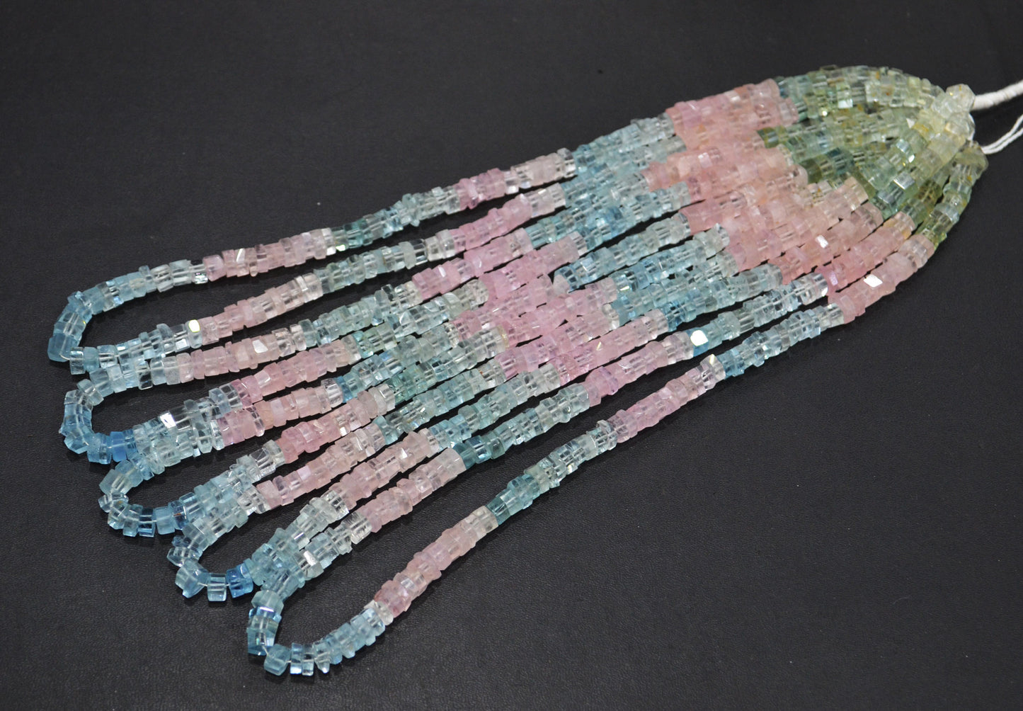 Natural Multi Aquamarine Faceted Bolts Shape Beads , Sold By Strand , 6 - 8 mm , 19 Inches , 32056