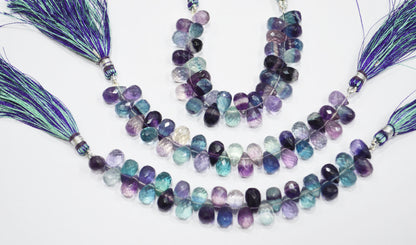 Natural Multi Fluorite Tear Drops Shape Beads , Sold By Strand , 4 Inches , 5.50x8.50 - 5.50x10 mm , 32059