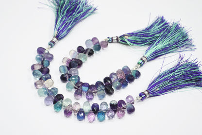 Natural Multi Fluorite Tear Drops Shape Beads , Sold By Strand , 4 Inches , 5.50x8.50 - 5.50x10 mm , 32059