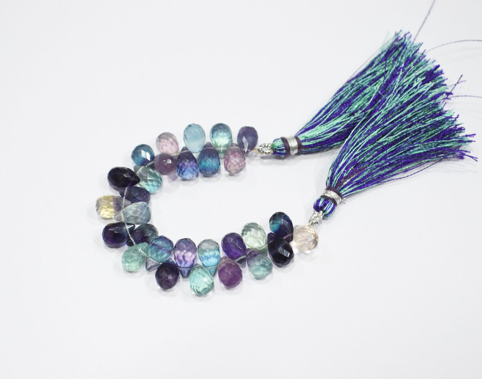 Natural Multi Fluorite Tear Drops Shape Beads , Sold By Strand , 4 Inches , 6x9.50 - 6.75x10 mm , 32060