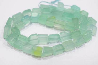 Aqua Chalcedony Step Cut Faceted Laser Nuggets Shape Beads , 8x8 - 9x12 mm , 16", 32097
