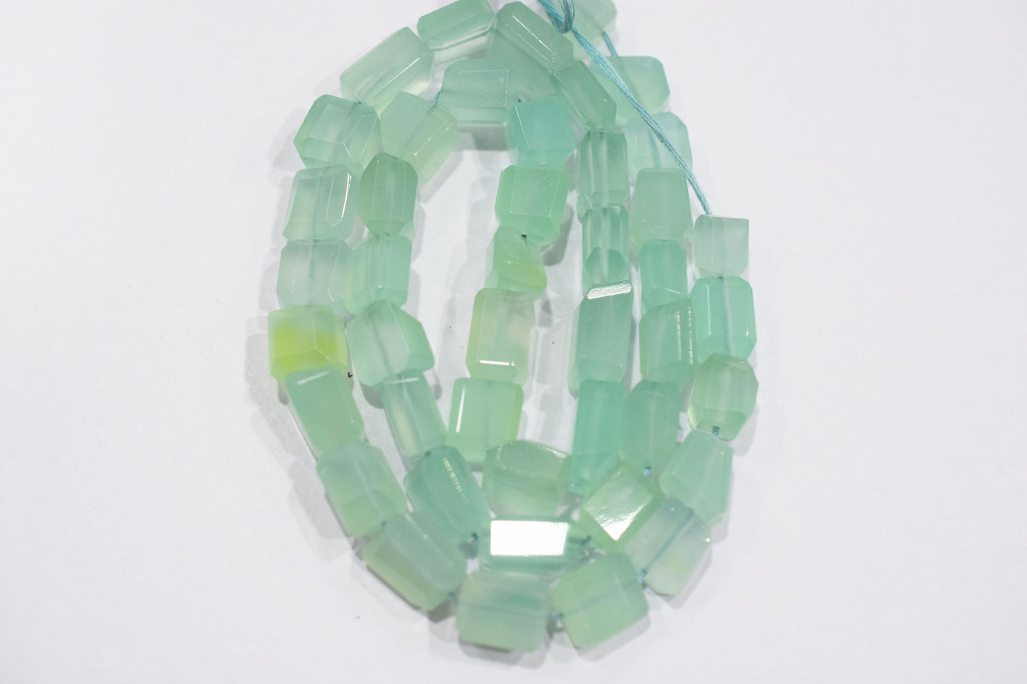 Aqua Chalcedony Step Cut Faceted Laser Nuggets Shape Beads , 8x8 - 9x12 mm , 16", 32097