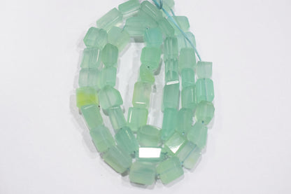 Aqua Chalcedony Step Cut Faceted Laser Nuggets Shape Beads , 8x8 - 9x12 mm , 16", 32097