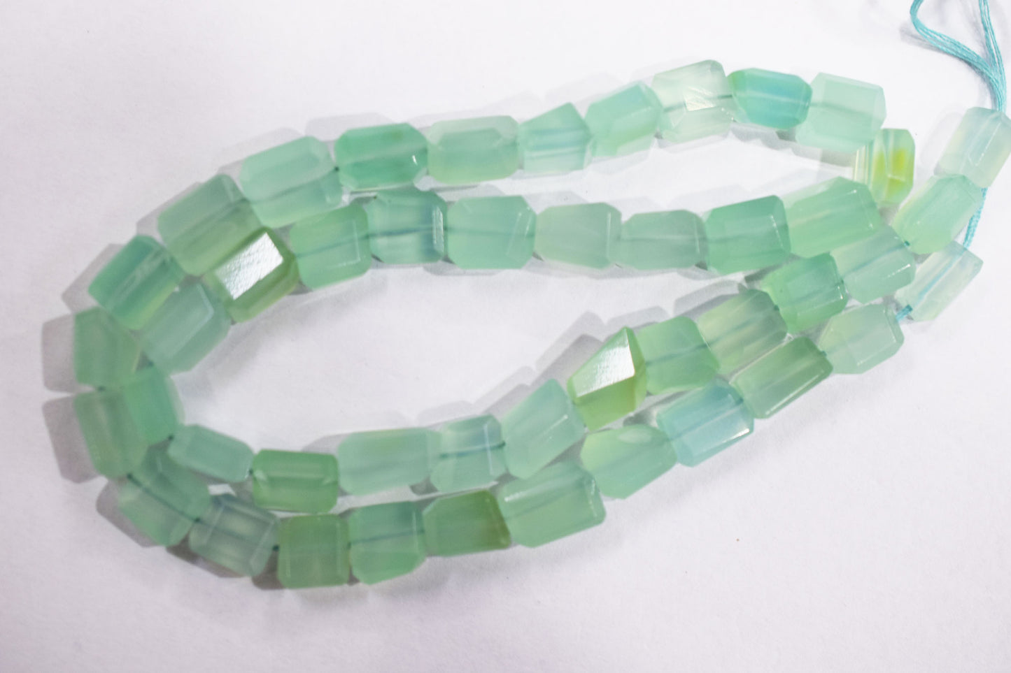 Aqua Chalcedony Step Cut Faceted Laser Nuggets Shape Beads , 6x8 - 7.50x9 mm , 16", 32100