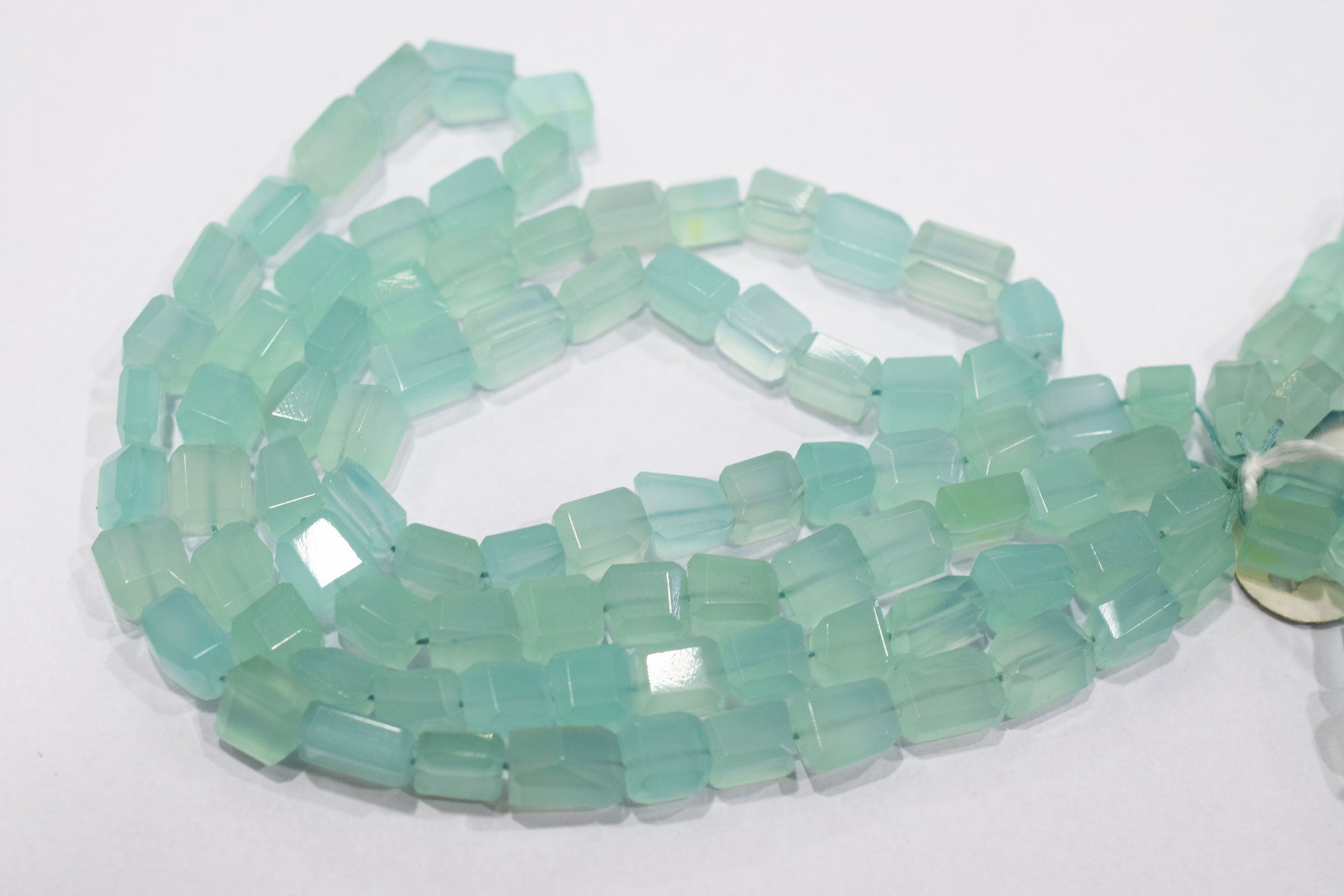 Aqua Chalcedony Cut Beads , Sold By Strand , 8x8 - 8x12 mm , 16" , 32103