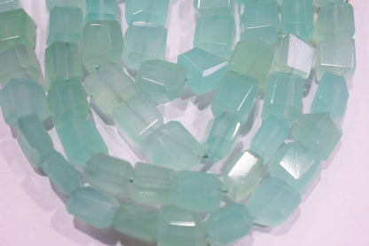 Aqua Chalcedony Laser Cut Beads , Sold By Strand , 9x9 - 10x11 mm , 16" , 32104
