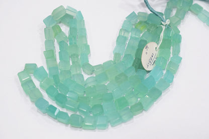 Aqua Chalcedony Laser Cut Beads , Sold By Strand , 9x9 - 10x11 mm , 16" , 32104