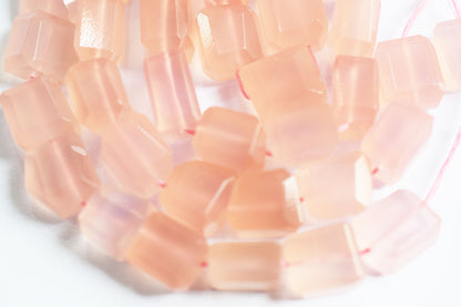 Rose Pink Chalcedony Laser Beads , Sold By Strand , 9x10.50 - 10x13.50 mm, 16", 32126