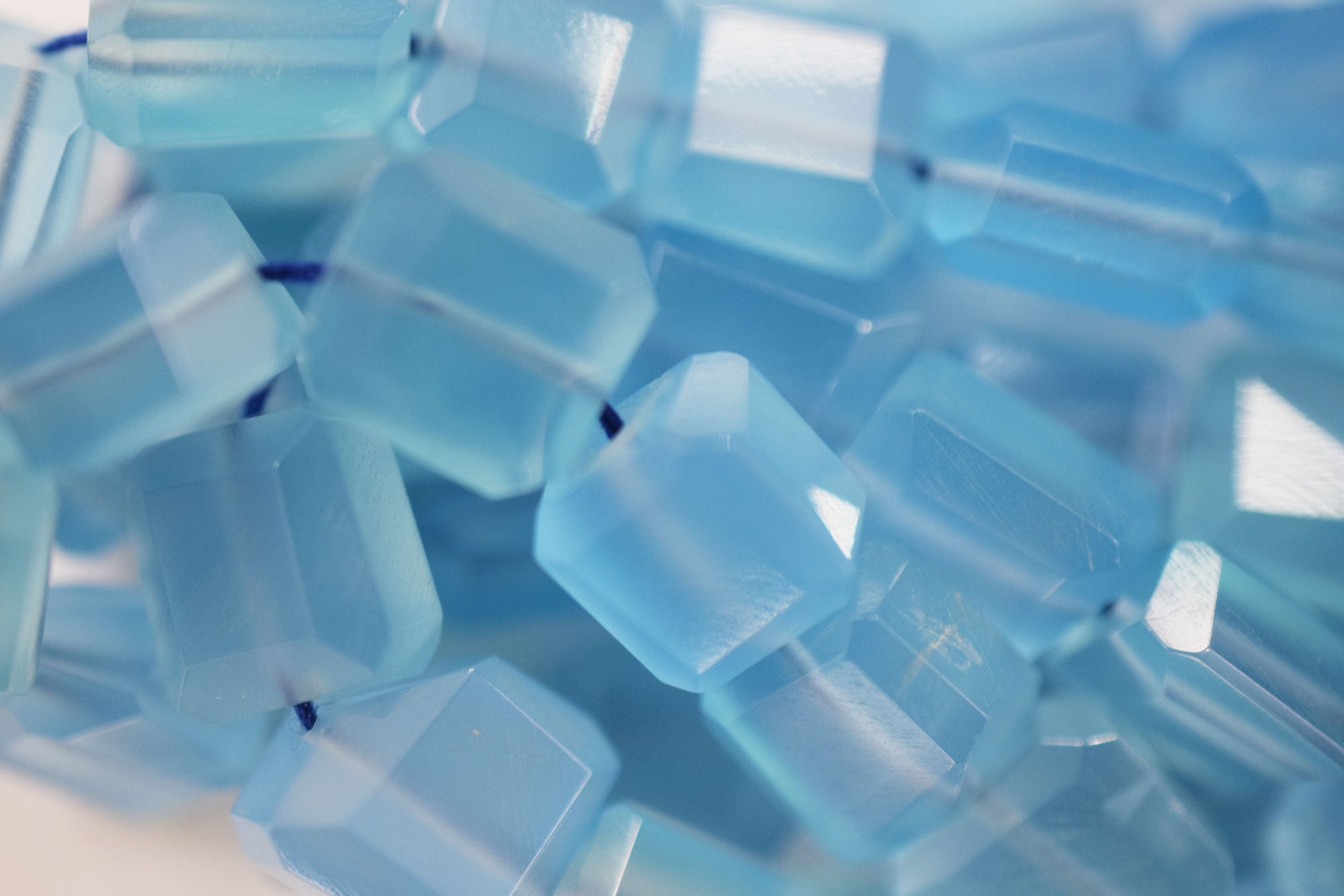 Blue Chalcedony Laser Beads, Sold By Strand , 9x9 - 10x11 mm , 16", 32134