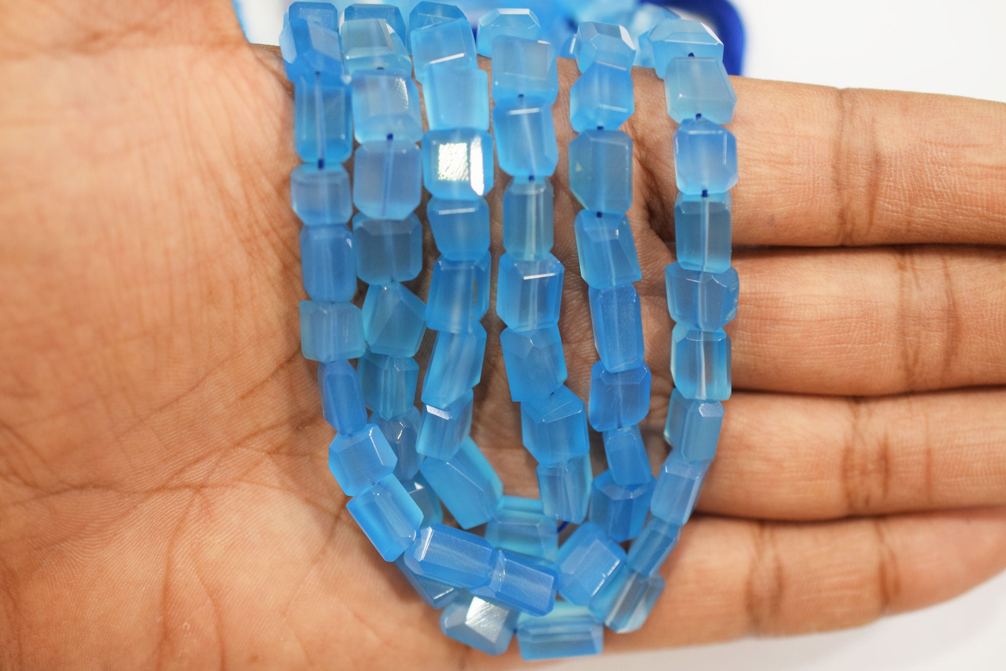 Blue Chalcedony Laser Beads, Sold By Strand , 7x9 - 8x11 mm , 16" , 32141