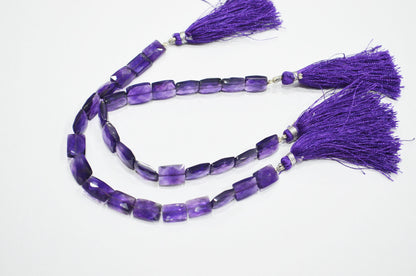 Natural Amethyst Faceted Chicklet Shape Beads , Sold By Strand , 7 Inches , 7.50x10 - 9x12 mm , 32159