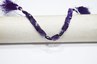 Natural Amethyst Faceted Chicklet Shape Beads , 5 Inches , 7.50x10 mm , 32161