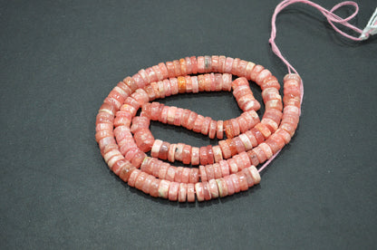 Natural Rhodocrosite Heishi Tyre Shape Beads , 16 Inches , 6.25 - 6.75 mm , 32191
