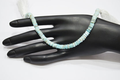 Natural Larimar Heishi Tyre Shape Beads , 8 Inches , 6 mm , 32201