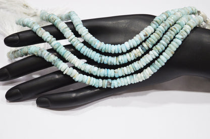 Natural Larimar Heishi Tyre Shape Beads , 8 Inches , 6.50 mm , 32203