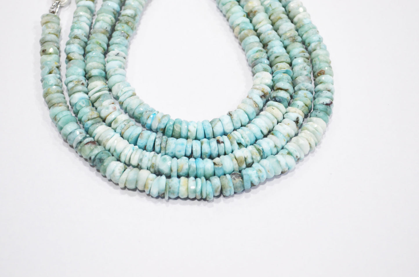 Natural Larimar Heishi Tyre Shape Beads , 8 Inches , 6.50 mm , 32203