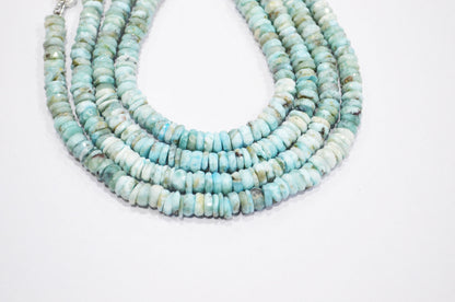 Natural Larimar Heishi Tyre Shape Beads , 8 Inches , 6.50 mm , 32203