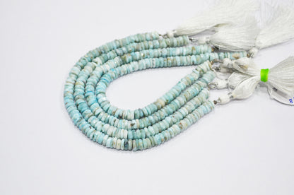 Natural Larimar Heishi Tyre Shape Beads , 8 Inches , 6.50 mm , 32203