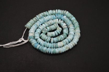 Natural Larimar Heishi Tyre Shape Beads , 16 Inches , 6.50 - 7 mm , 32205