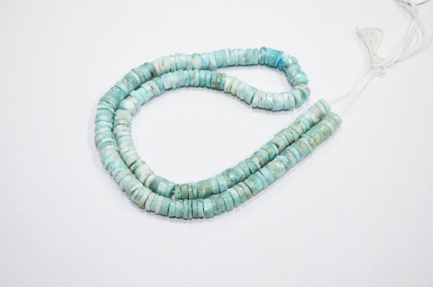 Natural Larimar Heishi Tyre Shape Beads , 16 Inches , 6.50 - 7 mm , 32205