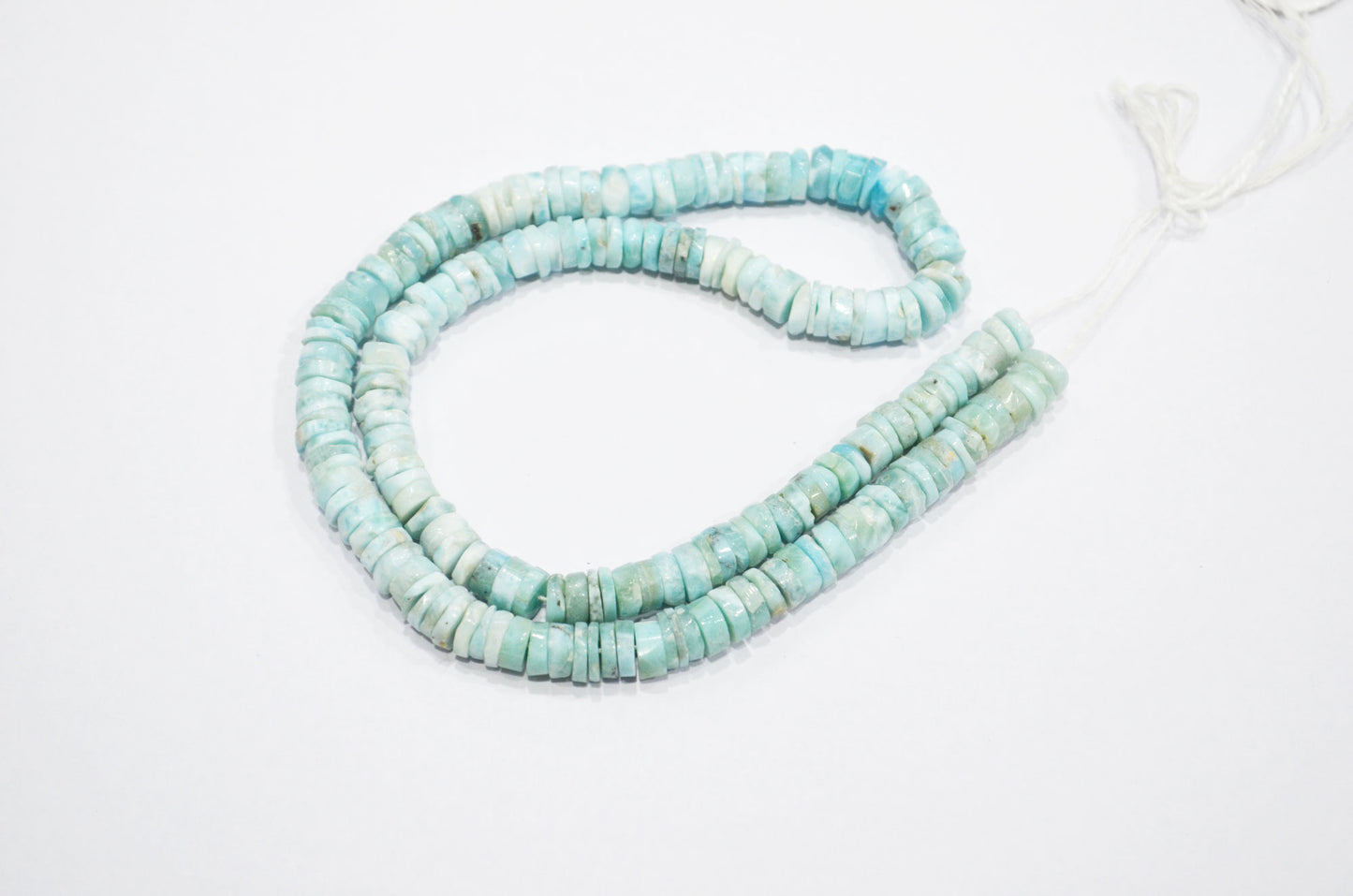 Natural Larimar Heishi Tyre Shape Beads , 16 Inches , 6.50 - 7 mm , 32205