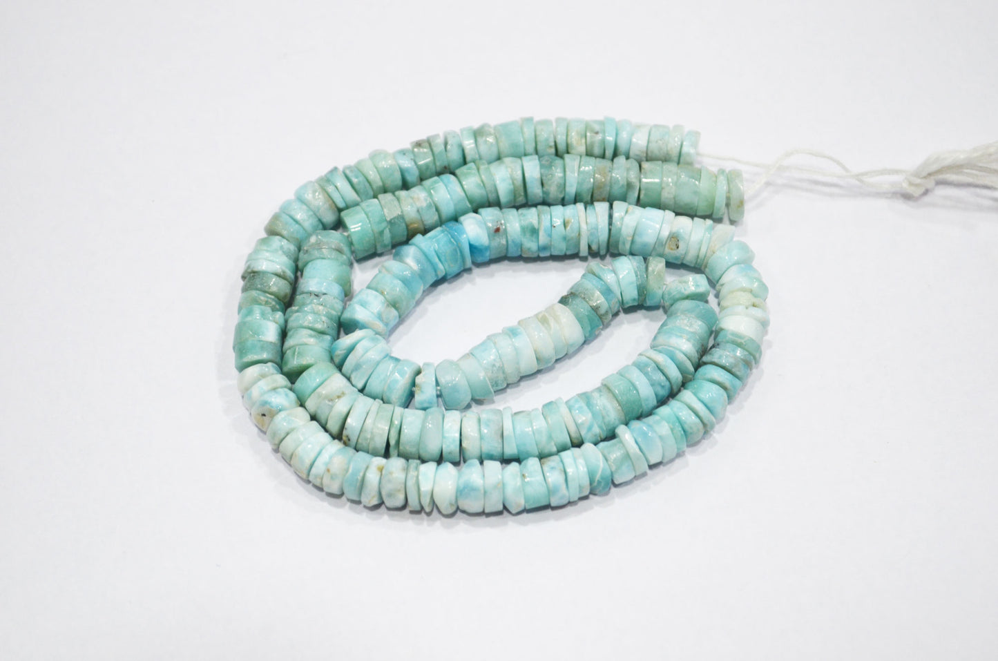 Natural Larimar Heishi Tyre Shape Beads , 16 Inches , 6.50 - 7 mm , 32205