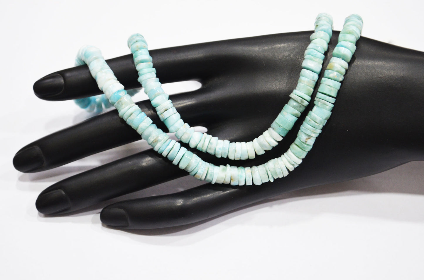 Natural Larimar Heishi Tyre Shape Beads , 16 Inches , 6.50 - 7 mm , 32205