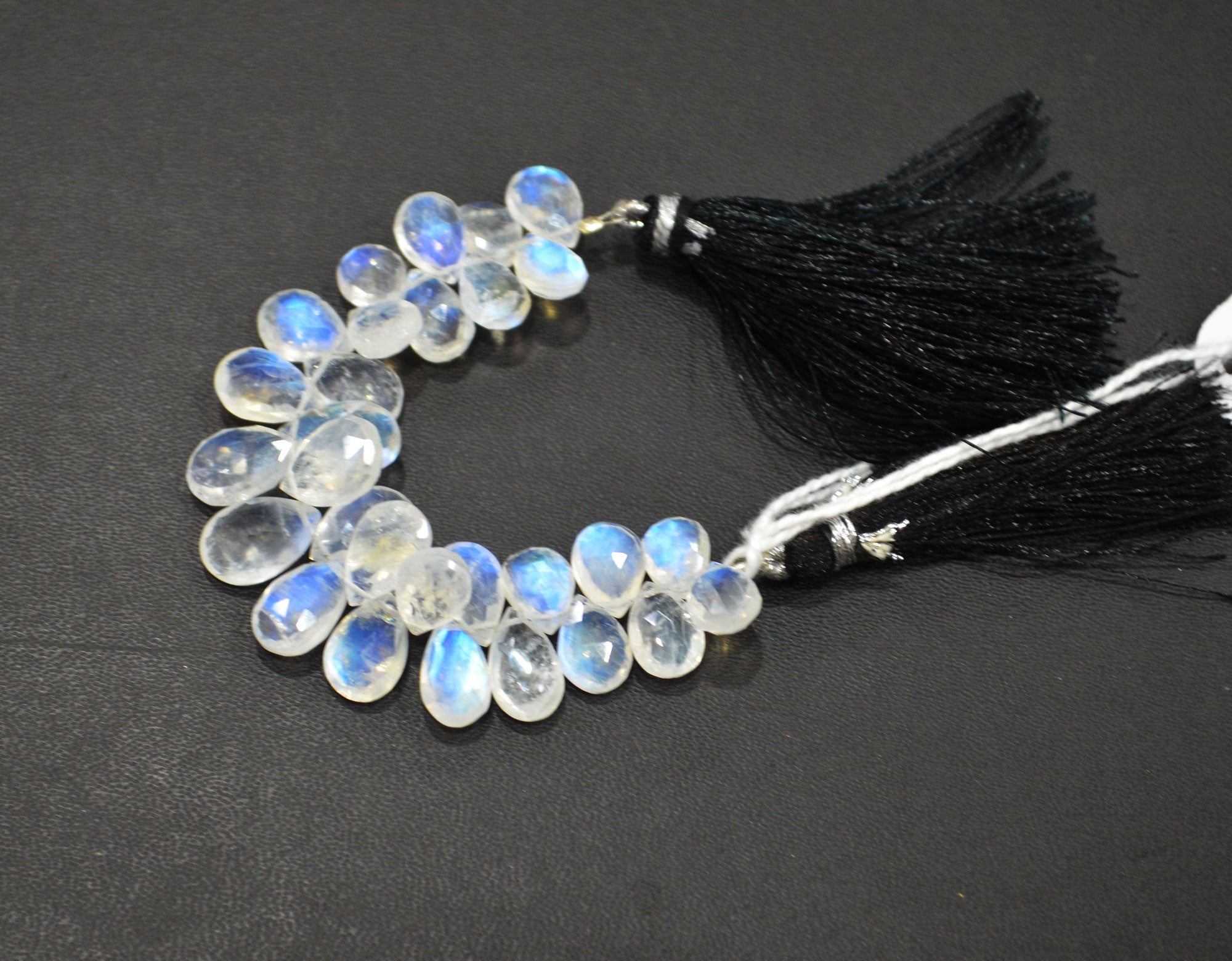 Natural Rainbow Moonstone Pear Shape Beads , 4 Inches , 7x10 - 9x12 mm , 32209