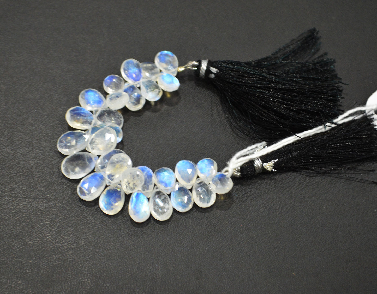 Natural Rainbow Moonstone Pear Shape Beads , 4 Inches , 7x10 - 9x12 mm , 32209