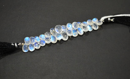Natural Rainbow Moonstone Pear Shape Beads , 4 Inches , 7x10 - 9x12 mm , 32209