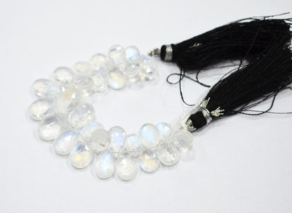 Natural Rainbow Moonstone Pear Shape Beads , 4 Inches , 7x10 - 9x12 mm , 32209