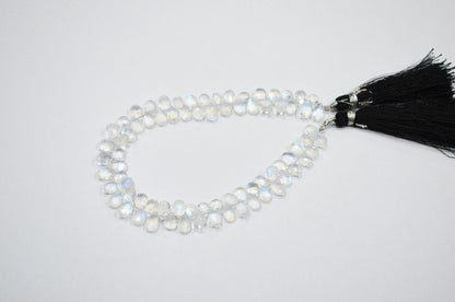Natural Rainbow Moonstone Pear Shape Beads , Sold By Strand , 8 Inches , 4.50x7 - 4.50x8 mm , 32211