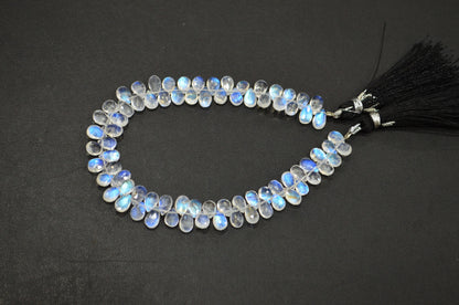 Natural Rainbow Moonstone Pear Shape Beads , Sold By Strand , 8 Inches , 4.50x7 - 4.50x8 mm , 32211