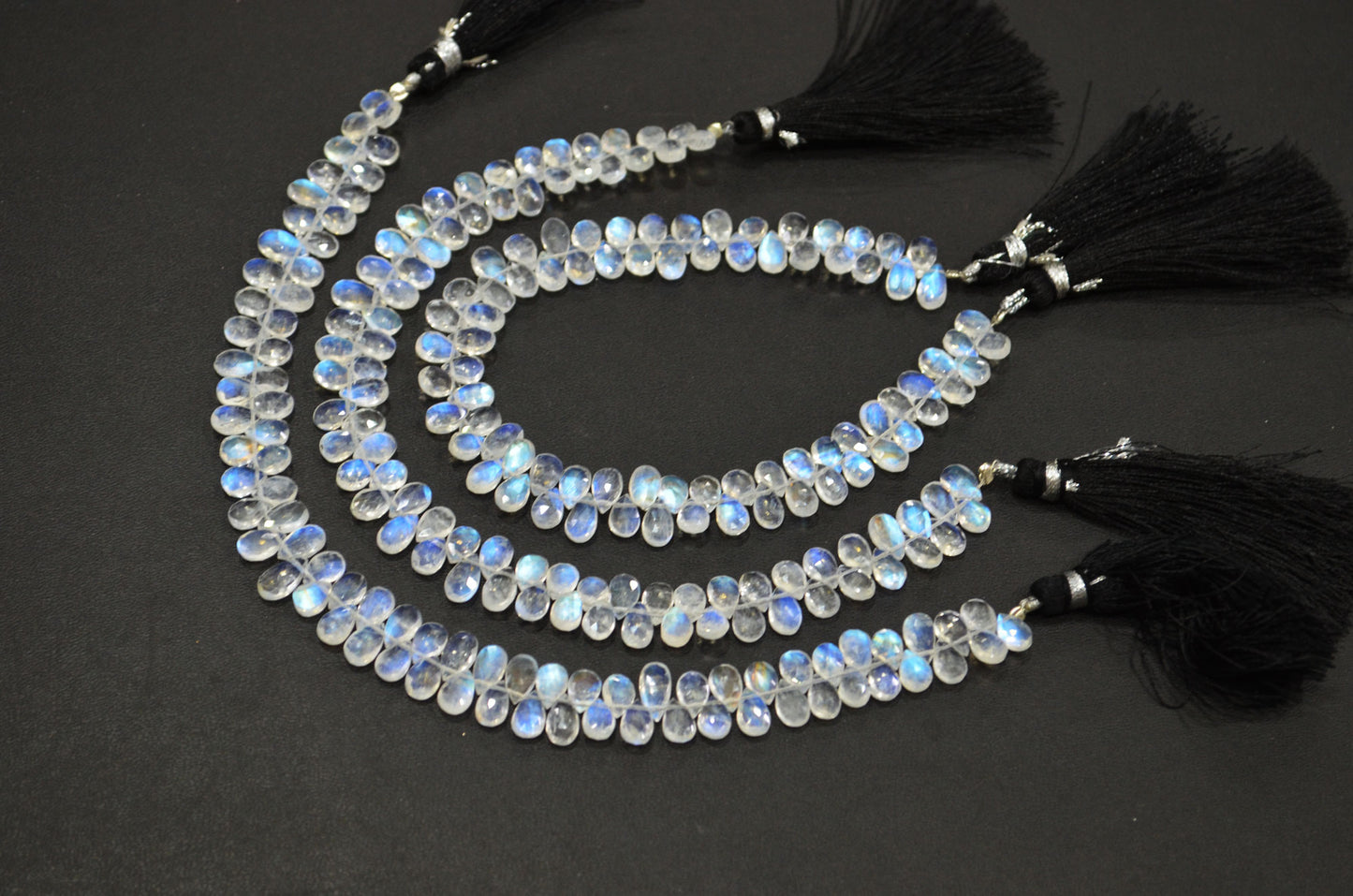 Natural Rainbow Moonstone Pear Shape Beads , Sold By Strand , 8 Inches , 4.50x7 - 4.50x8 mm , 32211