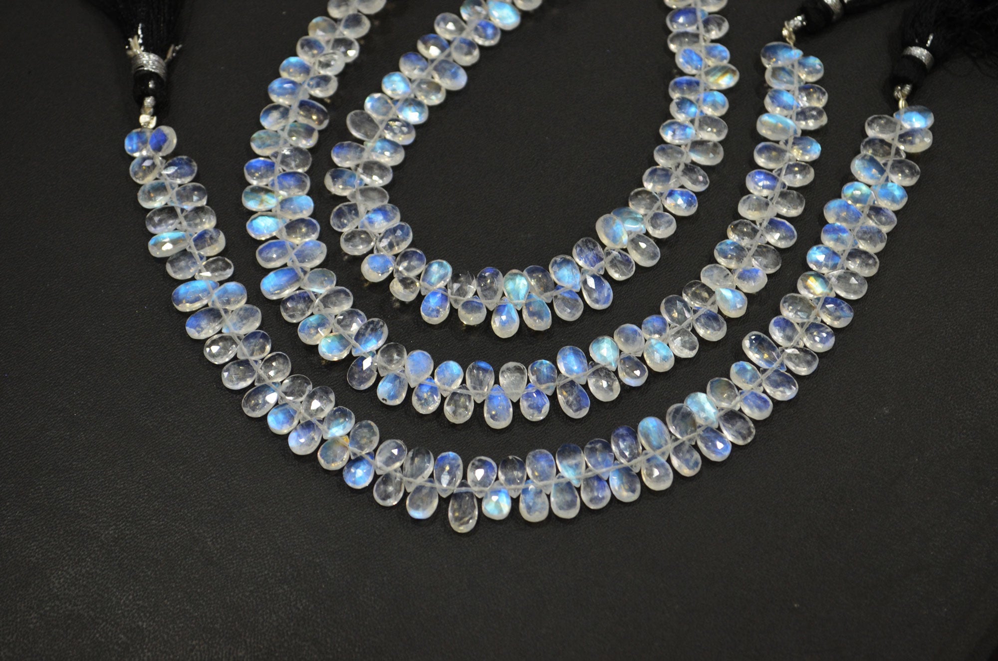 Natural Rainbow Moonstone Pear Shape Beads , Sold By Strand , 8 Inches , 4.50x7 - 4.50x8 mm , 32211