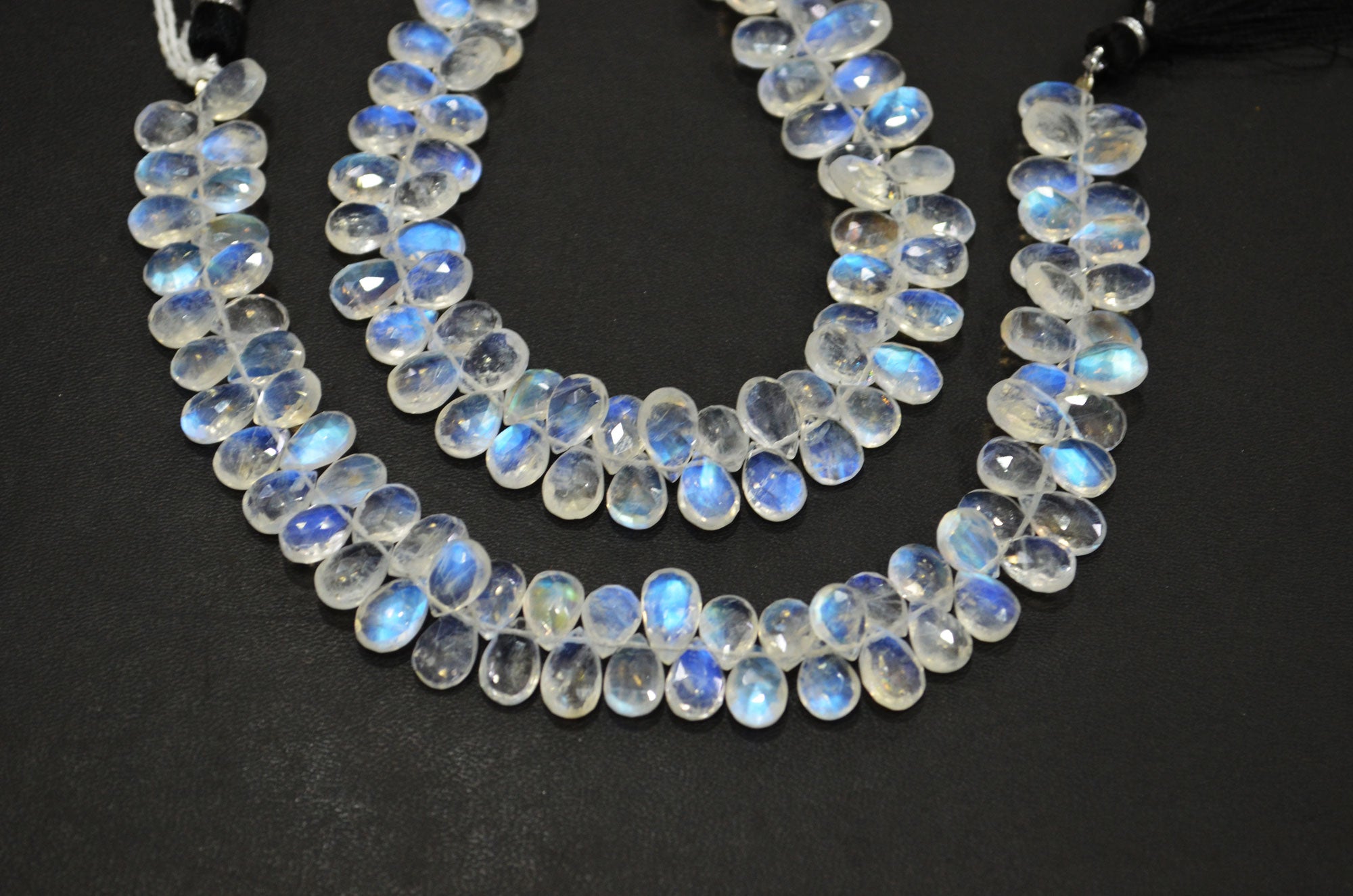 Natural Rainbow Moonstone Pear Shape Beads , Sold By Strand , 8 Inches , 6x8 - 6.50x10 mm , 32213