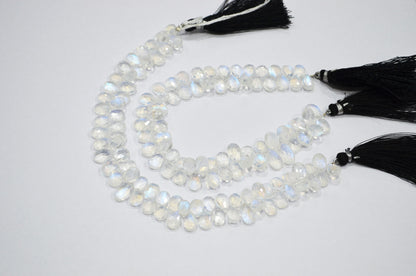 Natural Rainbow Moonstone Pear Shape Beads , Sold By Strand , 8 Inches , 6x8 - 6.50x10 mm , 32213