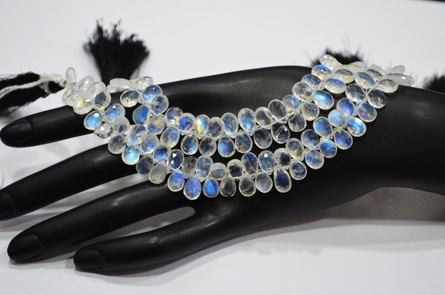 Natural Rainbow Moonstone Pear Shape Beads , Sold By Strand , 8 Inches , 6x8 - 6.50x10 mm , 32213