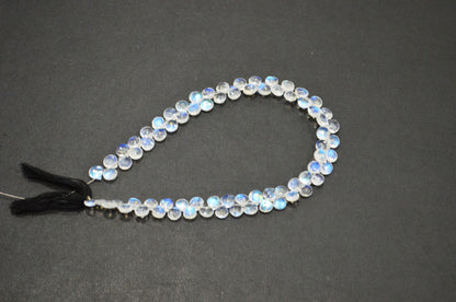 Natural Rainbow Moonstone Heart Shape Beads , 9 Inches , 4.50x4.50 - 5x5 mm , 32215