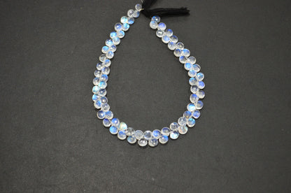 Natural Rainbow Moonstone Heart Shape Beads , 9 Inches , 4.50x4.50 - 5x5 mm , 32215