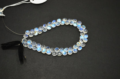 Natural Rainbow Moonstone Heart Shape Beads , 9 Inches , 7x7 mm , 32217