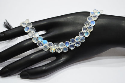 Natural Rainbow Moonstone Heart Shape Beads , 9 Inches , 7x7 mm , 32217