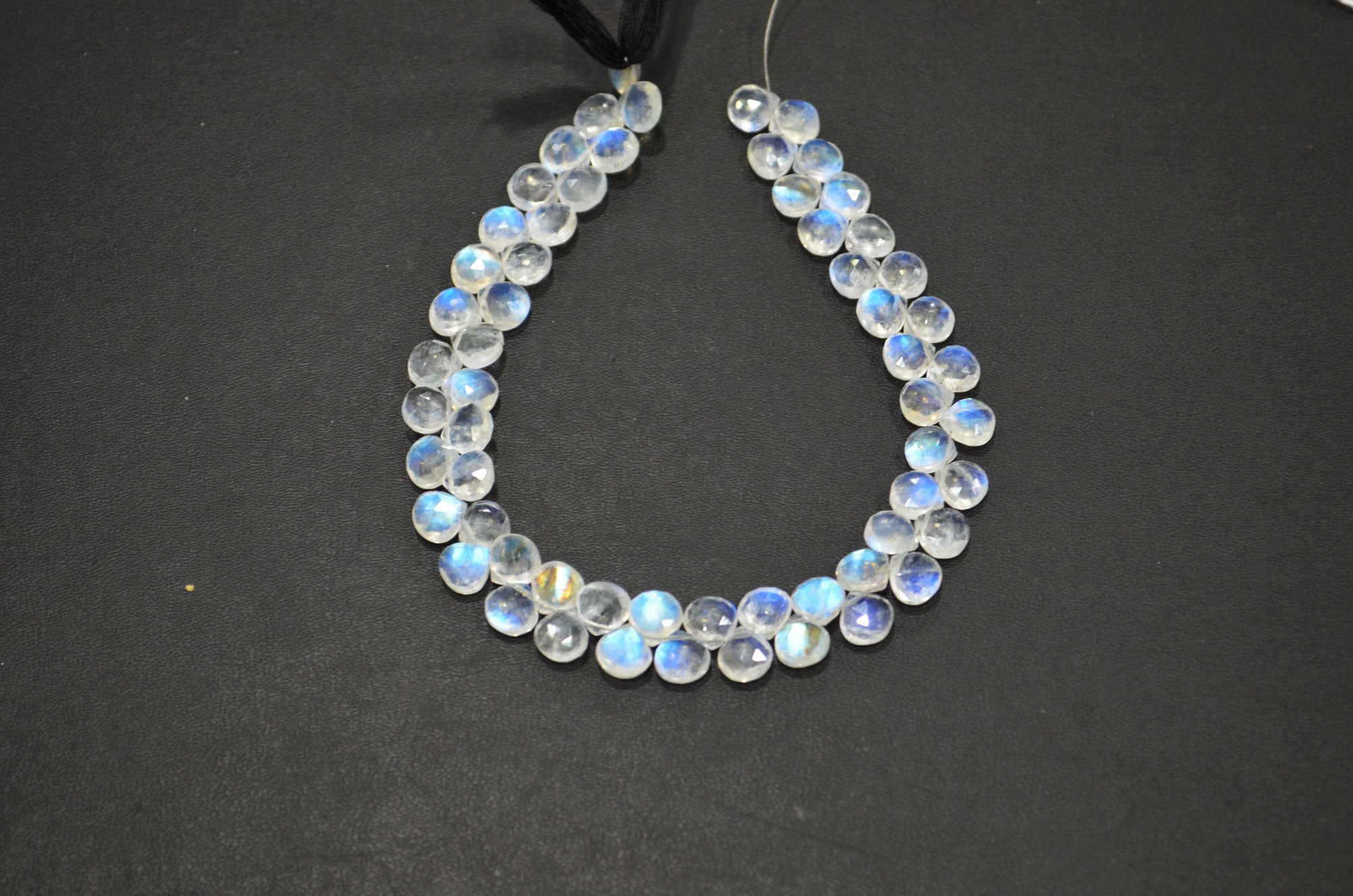 Natural Rainbow Moonstone Heart Shape Beads , 9 Inches , 7x7 mm , 32217