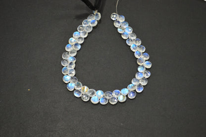 Natural Rainbow Moonstone Heart Shape Beads , 9 Inches , 7x7 mm , 32217