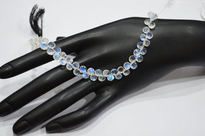 Natural Rainbow Moonstone Heart Shape Beads , 9 Inches , 5.50x5.50 - 6x6 mm , 32219